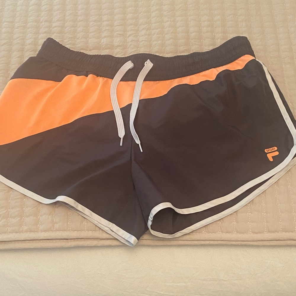 Fila Women's Athletic Shorts in Black and Orange